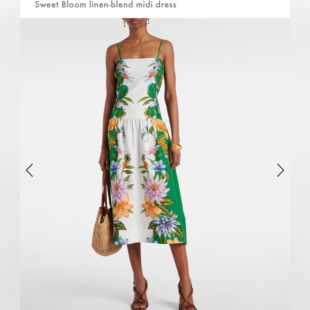 FARM Rio Sweet Bloom linen-blend midi dress
